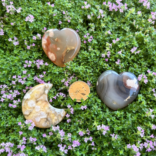 Agate Heart and Moon