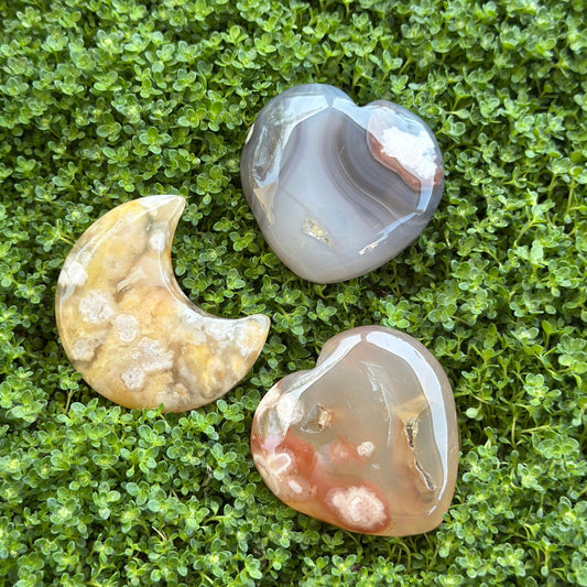 Agate Heart and Moon