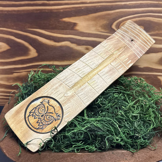 Engraved Wood Incense Holder - Handcrafted Wooden Burner