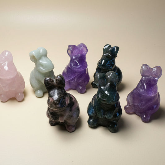 Bunny Rabbit Figurine Small Carved Gemstone Figurine