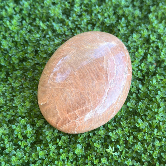 Peach Moonstone Palm Stone